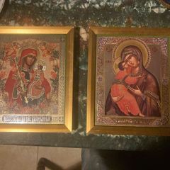 Christian glass icons framed free postage