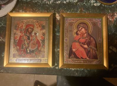 Christian glass icons framed free postage