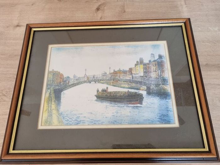 The halfpenny bridge, Dublin - framed picture.