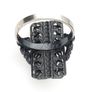 Vintage 900 Silver & Green Chalcedony Filigree Ring Image 4