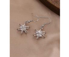Silver Earrings with Sparkly Gems
