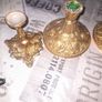4 Beautiful Old Heavy Brass Oil Lamp Bases, Image 3