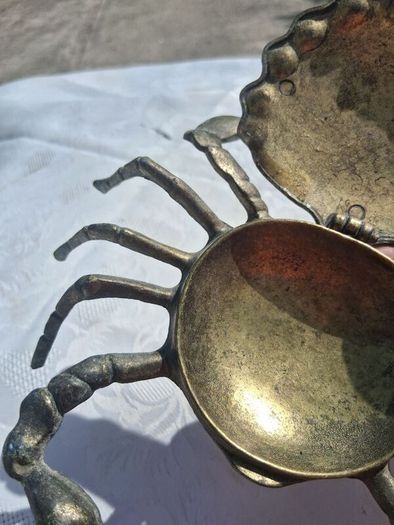 Midcentury Italian Crab and Frog Brass Ashtrays