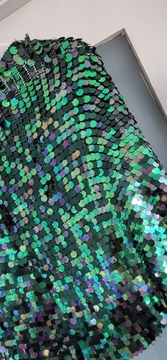KAREN MILLEN green sequinned knit bolero Sz 4 (Fit 10-16UK) - Rrp 160 (New)