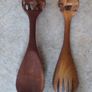 Vintage : Handcarved Elephant Wooden Fork and Spoon Image 2