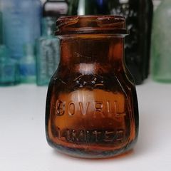 67 - Vintage 4oz Bovril Dark Brown Glass Embossed Letters Jar