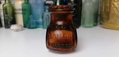 67 - Vintage 4oz Bovril Dark Brown Glass Embossed Letters Jar