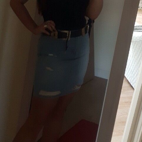New Look tall distressed denim skirt