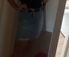 New Look tall distressed denim skirt