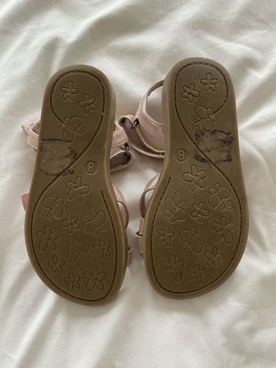 Dusky pink strappy sandals with bow size 8