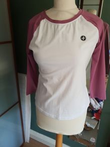Gym and Coffee White and Mauve T Shirt - Size S