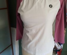 Gym and Coffee White and Mauve T Shirt - Size S