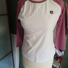 Gym and Coffee White and Mauve T Shirt - Size S