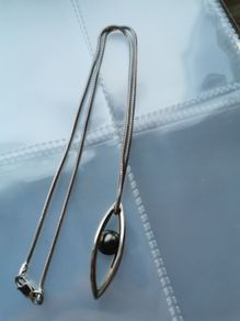 925 Silver necklace with black Tahitian pearl