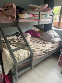 wooden triple bunk bed