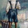 Smoking Boy - Cold Painted Bronze, Marble, Signed Image 5