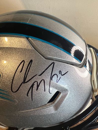 Christian McCaffery signed NFL Carolina Panthers Helmet