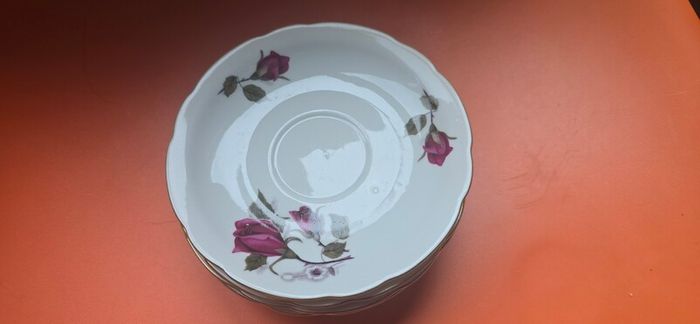 18 Piece Incomplete Cmielow porcelain Teaset made in Poland Vintage 50s 60s Old Rose Design Teaset HTF