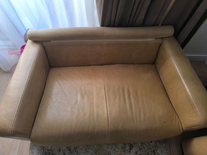 Premium Italian Real Leather Two Sofa Set 2 x 2 Seater Matte Finish
