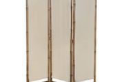 Folding 3-Panel Room Divider Bamboo and Canvas 120 cm