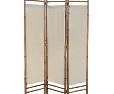 Folding 3-Panel Room Divider Bamboo and Canvas 120 cm