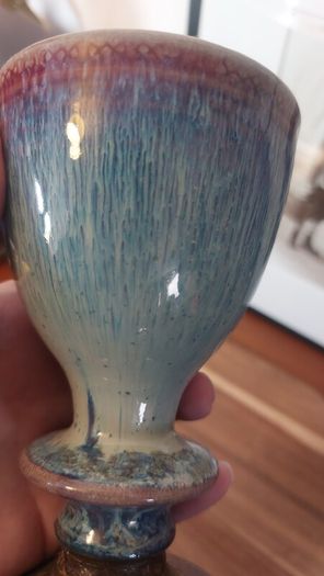 Wonderful Single Studio Art Pottery Goblet by Martin Branch Lyre Pottery, Cloncorban, Rossmore, Clonakilty, West Cork in a Fabulous Colourful Variegated Glaze. # One