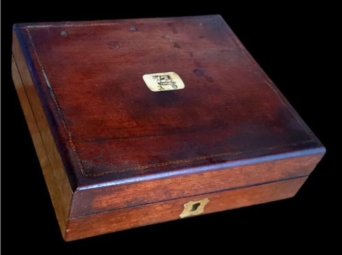 Antique Stately Home Wooden Crested Box