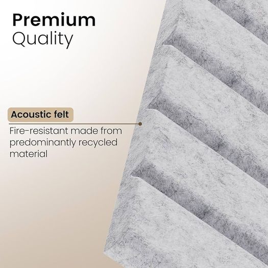 Soundproofing Panels Acoustic Panels 45.67"x22.83" Self-Adhesive 3D Sound Absorbing Wall Panels,for Sound Absorbing, Soundproof Panels for Living Room (Grey, 4-Pack (29sq.ft.))