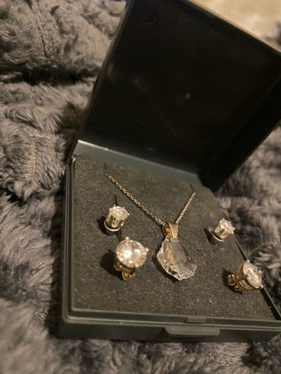 Sterlings silver, clear crystal earrings & necklace set