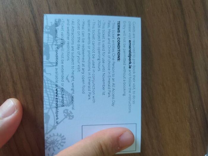 5 Emerald/tayto park tickets