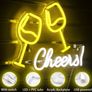Neon Sign Double Wine Glass with Cheers, Cheers Words Neon Light (15.9 inch x 7.9 inch) Image 3