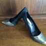 Bourbon Amy Humberman black suede and gold leather high heel court shoes size 5 eu 38 Image 5