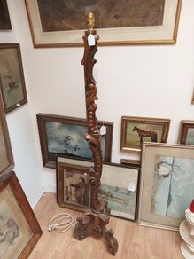 Early 20th century Italian catved wood standard lamp working order