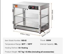 New  230v 800W Food Warmer Display Cabinet 201 stainless steel 2 Tiers Hot Cabinet for Fast-food Restaurants, Breakfast Shop