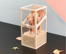 Acrylic Makeup Brush Storage Box With White Pearl(plastic)