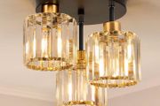Brand New Modern 3-Light Crystal Ceiling Lamp Vintage Design - Black Gold