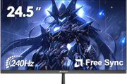 24.5 Inch 240Hz Gaming Monitor, FHD 1080P with DP1.4 &amp; FreeSync, 1ms Response, 120% sRGB, Adjustable Height &amp; Tilt, Vertical Display for PC/Console HDMI &amp; DP