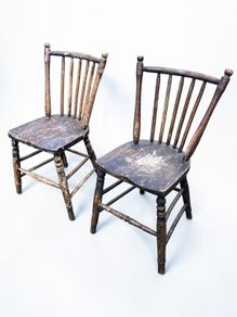Antique Kitchen Chairs x 2 - Rustic