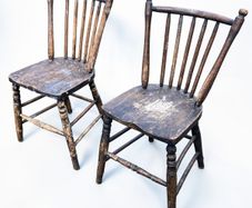 Antique Kitchen Chairs x 2 - Rustic