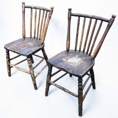 Antique Kitchen Chairs x 2 - Rustic