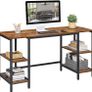 _Desk Computer Desk Office Table with 4 Shelves Large Table Top Study Home Office Industrial Design Vintage Brown-Black Image 4