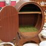 Vintage Barrel-Style Mini Bar Cabinet Image 3