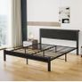 King Size Bed Frame with Wooden Storage Headboard, Metal Bed Frame King Size Bed Base/Mattress Foundation, Enhanced Support Noise Free, Black Image 4