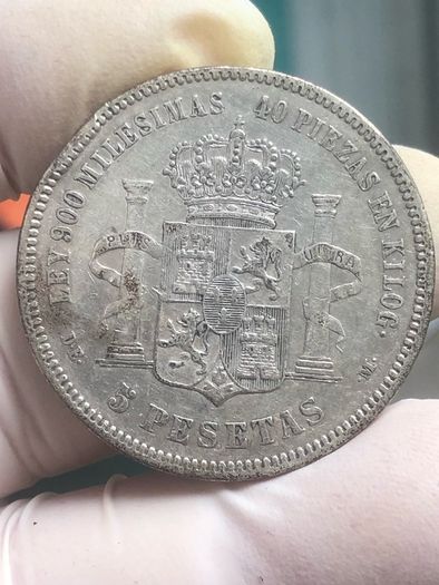 Spain Silver 5 Pesetas 1876 (76)Alfonso XII
