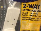 2 Way Extension Lead 13 A 2 Meter