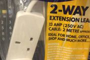 2 Way Extension Lead 13 A 2 Meter