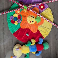Vibrant Multi-Textured Baby Gym Playmat with Plush Toys & Storage Bag