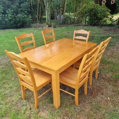 Solid Wood Kitchen Table and six chairs