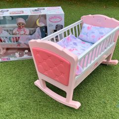 Baby Annabell Sweet Dreams Cot - Rocking Function, Lullaby Feature - Includes Mattress & Bedding - EUC