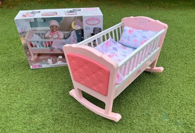 Baby Annabell Sweet Dreams Cot - Rocking Function, Lullaby Feature - Includes Mattress & Bedding - EUC